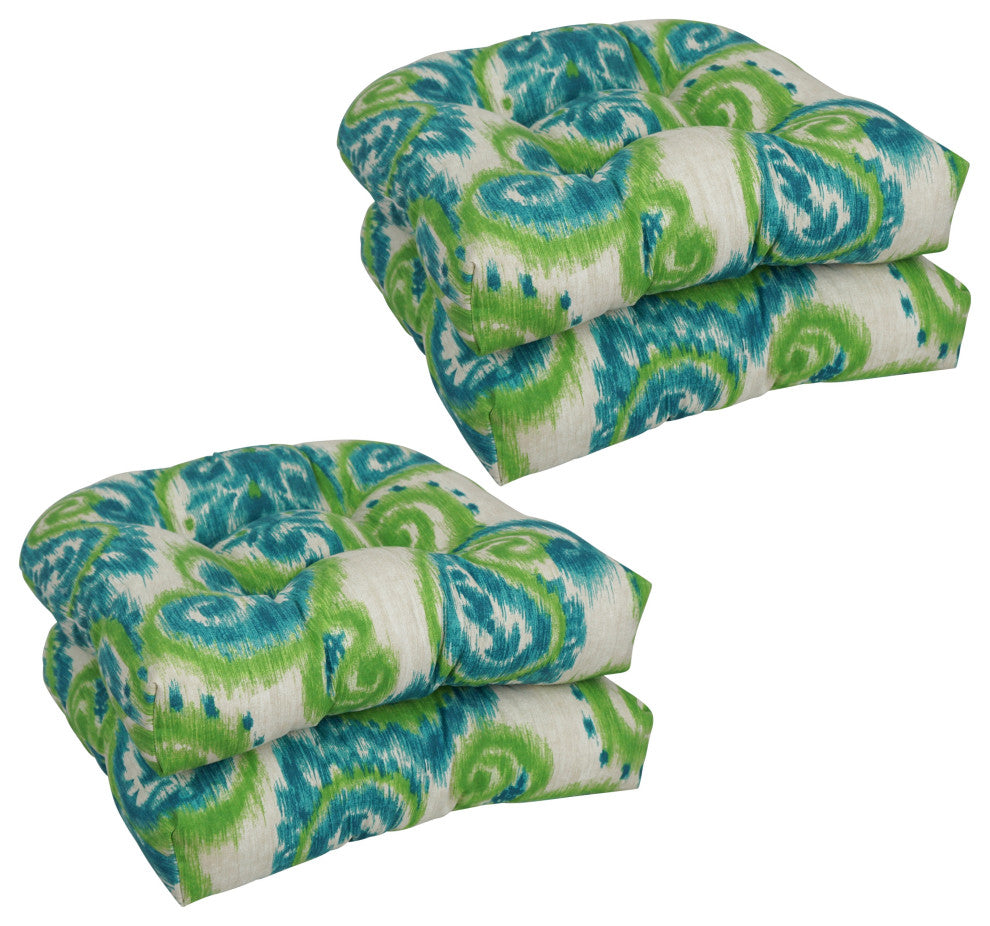 19" U-Shaped Dining Chair Cushions, Set of 4, Sorista Teal