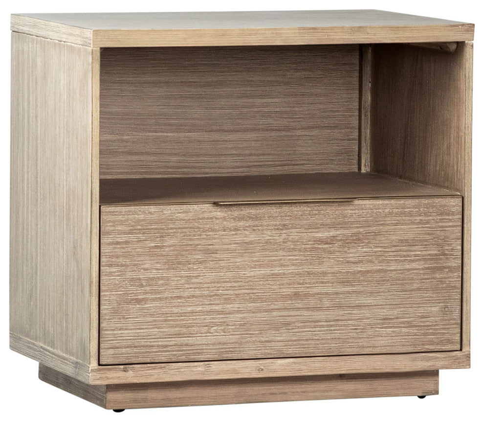 Finn 1-Drawer Storage Nightstand, Light Wash Acacia