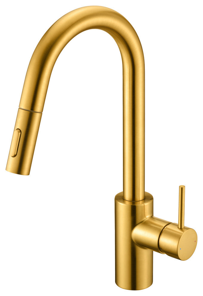 Luxier KTS21-T Single-Handle Pull-Down Sprayer Kitchen Faucet, Brushed Gold
