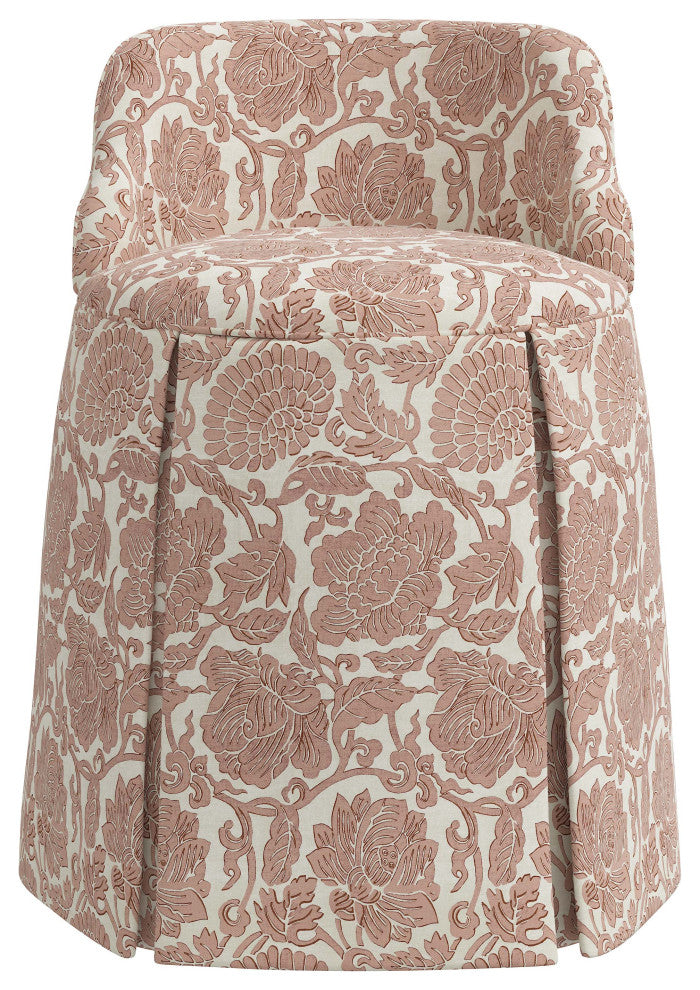 Skirted Vanity Chair, Japanais Dusty Pink