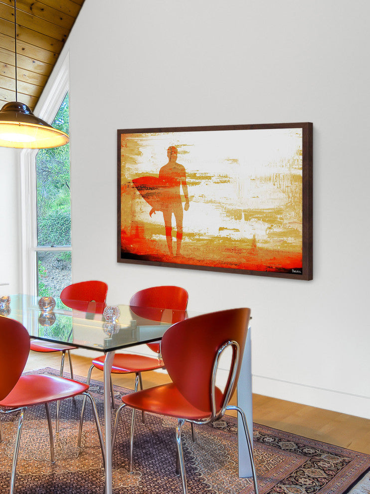 Parvez Taj "Dusk Red Surf" Framed Painting Print, 30"x20"