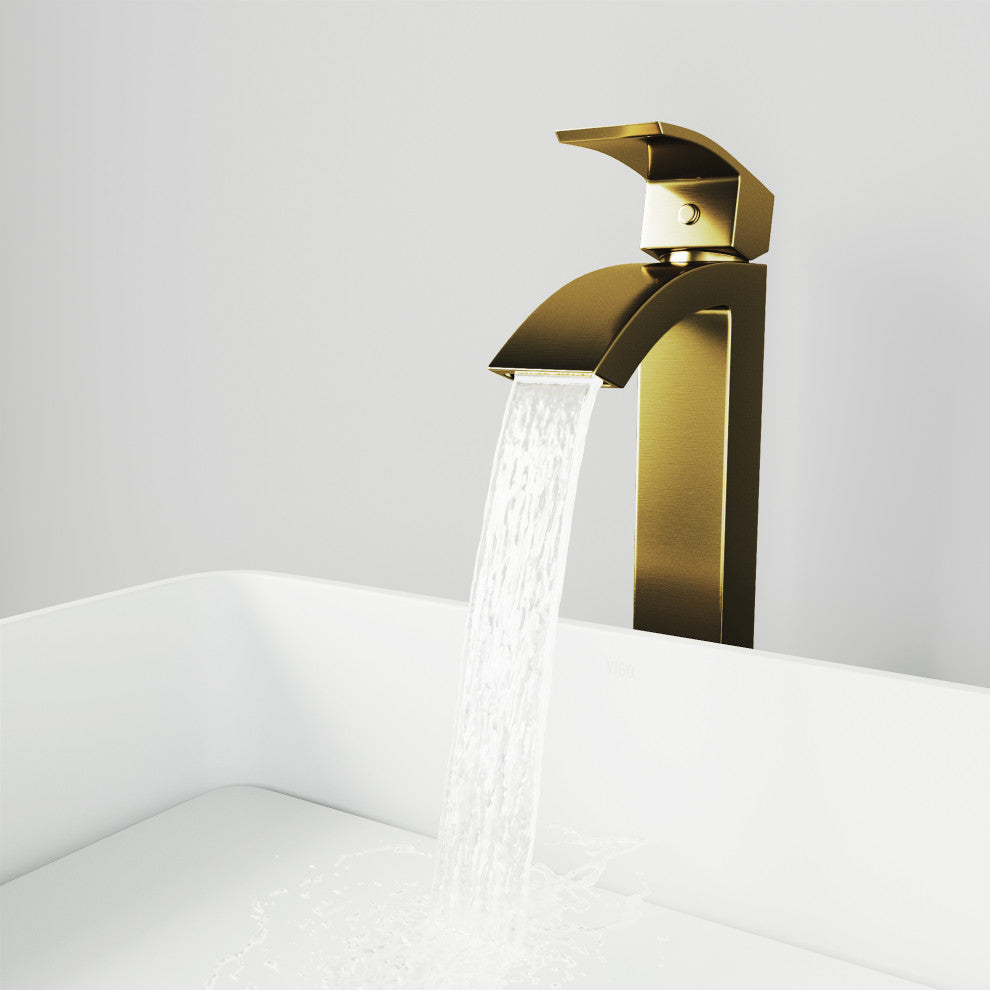 VIGO Duris 12" H Single Handle Single Hole Bathroom Vessel Faucet, Matte Brushed Gold