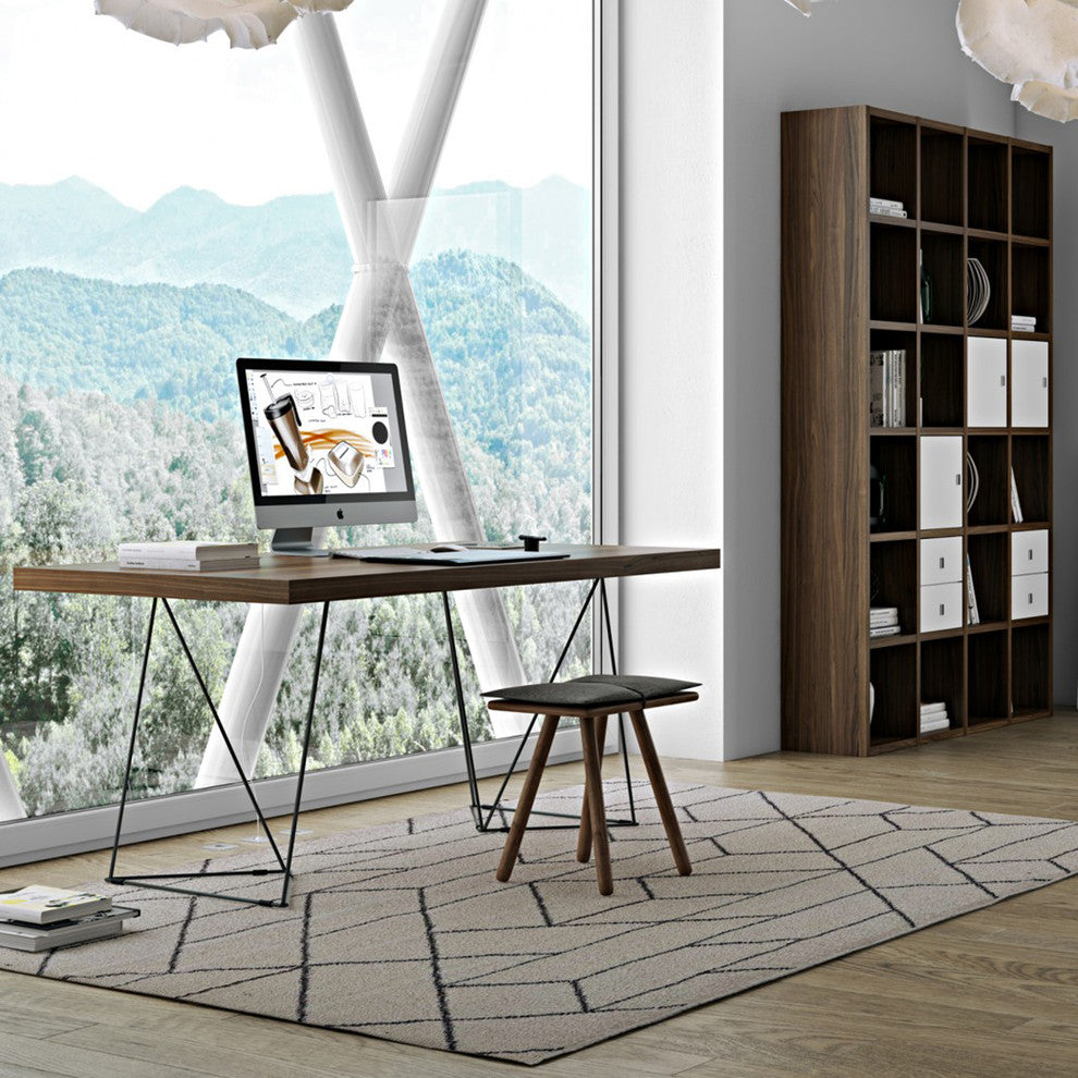 Modern Modular Large Bookcase & Display Shelves, Natural Walnut