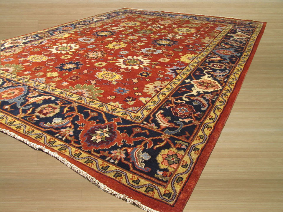 Hand-knotted Wool Rust Traditional Oriental Super Mahal Rug, 10' X 14'