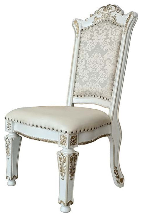 Acme Vendom Side Chair Set-2 PU and Antique Pearl Finish DN01348