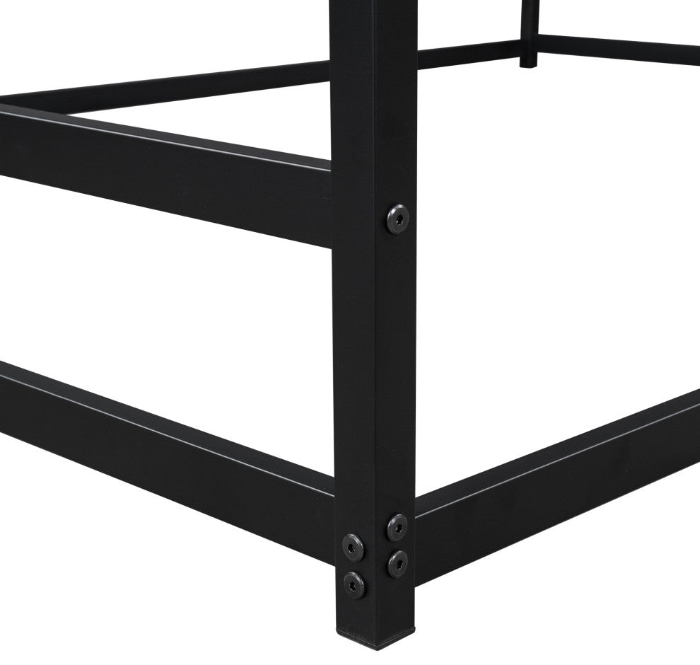 Gewnee Metal House Shape Platform Bed, Black, Queen
