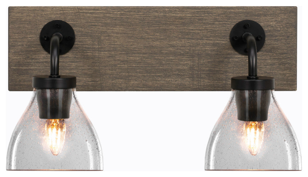 Oxbridge, Bath Bar, Matte Black & Painted Distressed Metal, 6.25" Clear Bubble