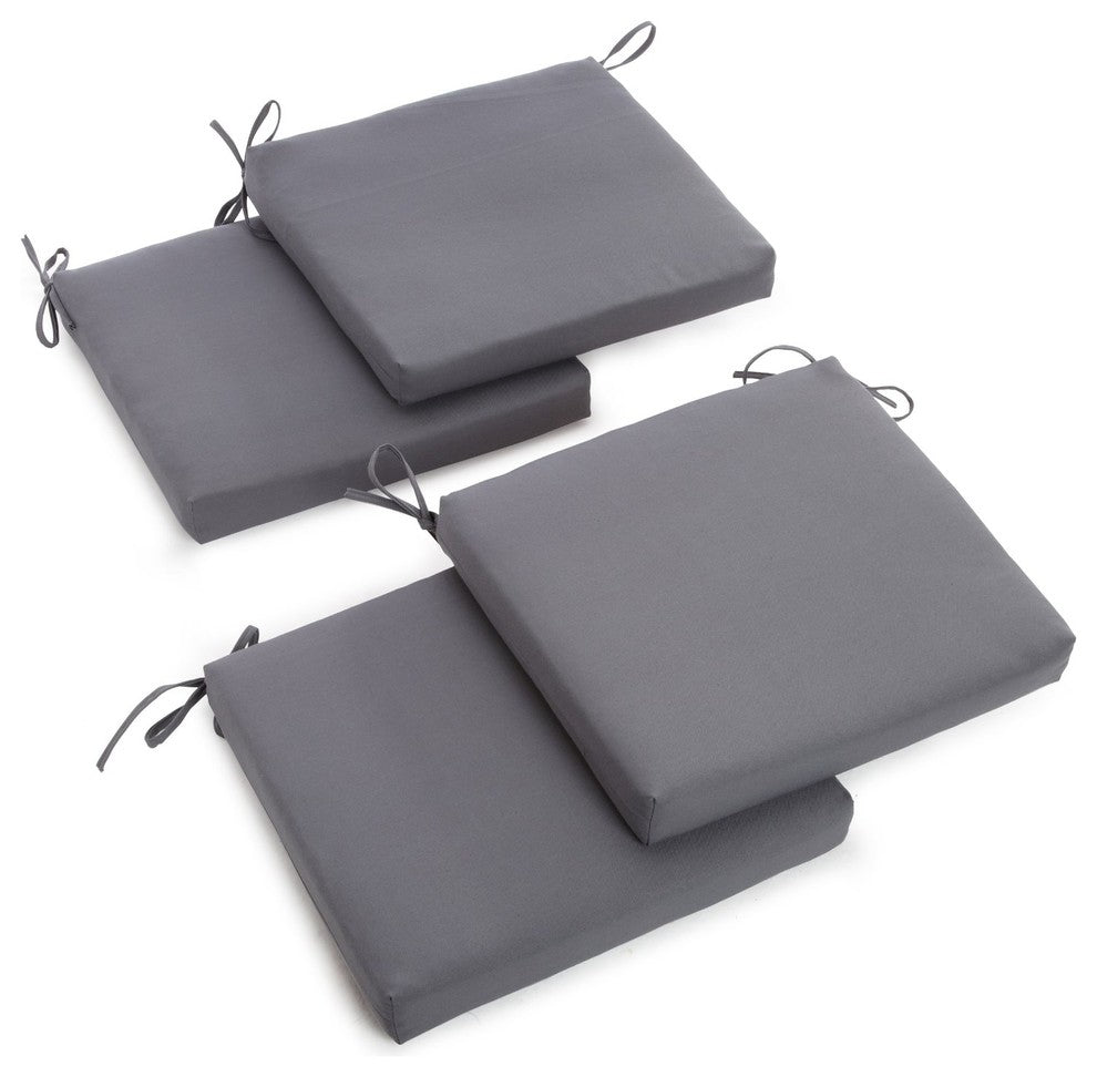 20"x19" Twill Chair Cushion, Set of 4, Gray