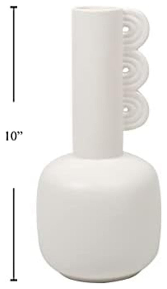 Ceramic Flower & Plant Vase, 4.72"L x 10.24"H x 4.72"W, White