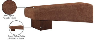 Alora Upholstered Bench, Cognac, Walnut Finish