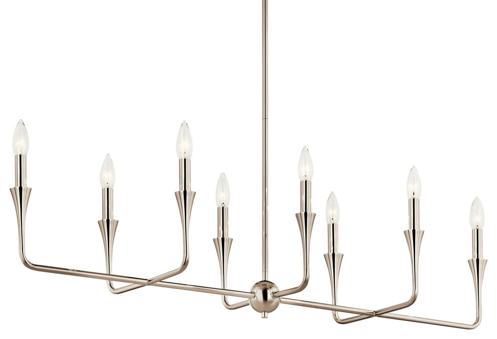 Alvaro 45.5" 8 Light Linear Chandelier, Polished Nickel, 8 Light