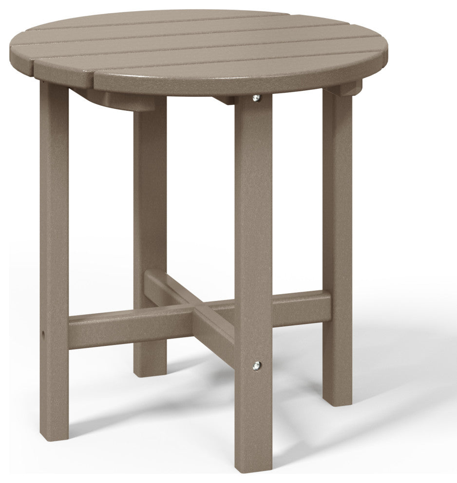 Adirondack Round Outdoor Side Table, Weathered Wood