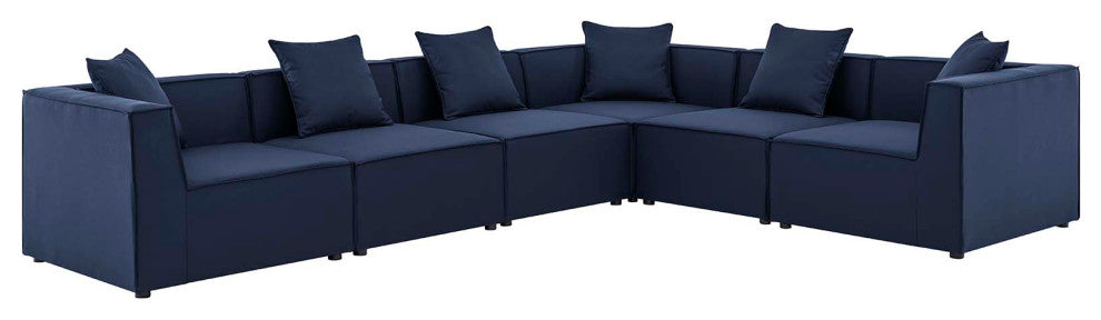 Lounge Sectional Sofa Set, Fabric, Blue Navy, Modern, Outdoor Patio Cafe Bistro