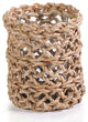 9.5" Tall Seagrass Woven Hurricane Candle Holder, Glass Insert