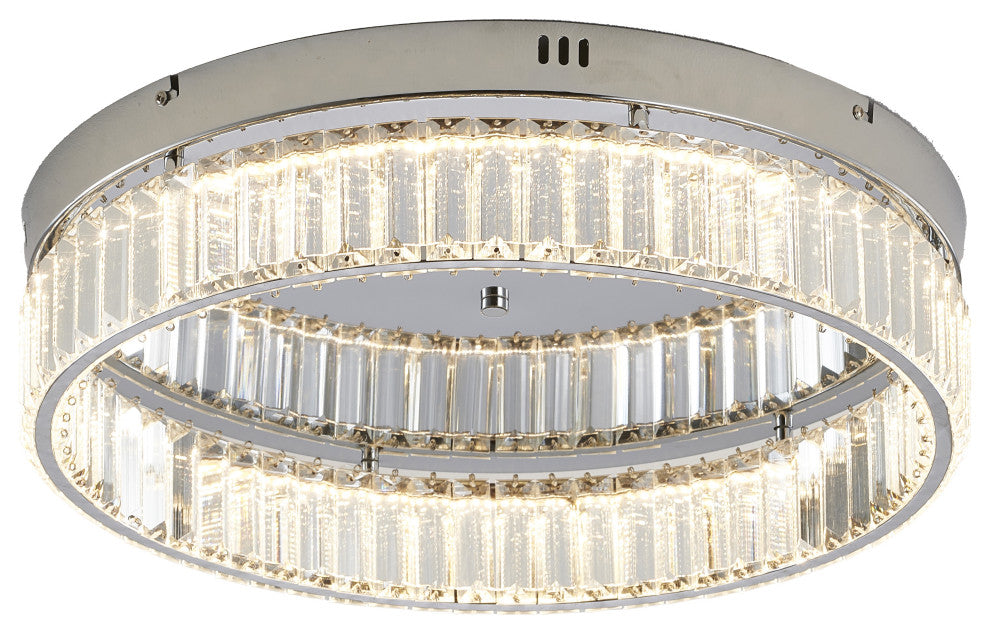 1-Light Chrome Dimmable LED Flush Mount With Clear Crystals