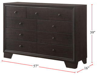 Dresser with 9 Drawers, Espresso