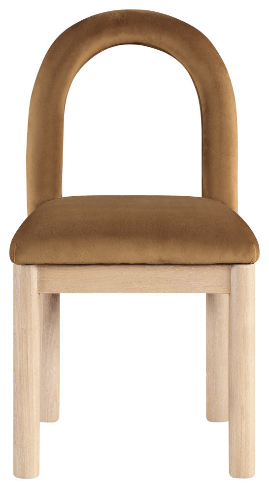 Conrad Upholstered Dining Chair, Saddle, Velvet, Natural Finish