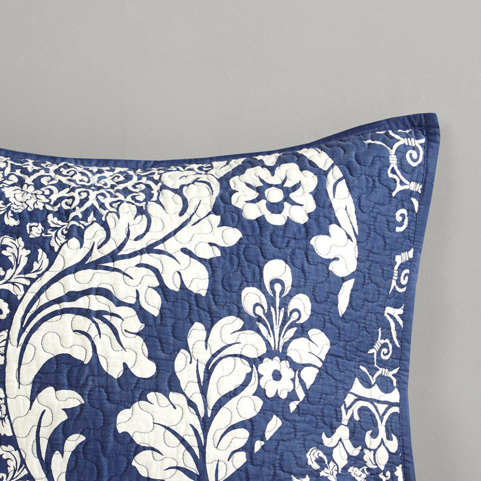 Madison Park Vienna 6 Piece Printed Cotton Quilt Set With Throw Pillows