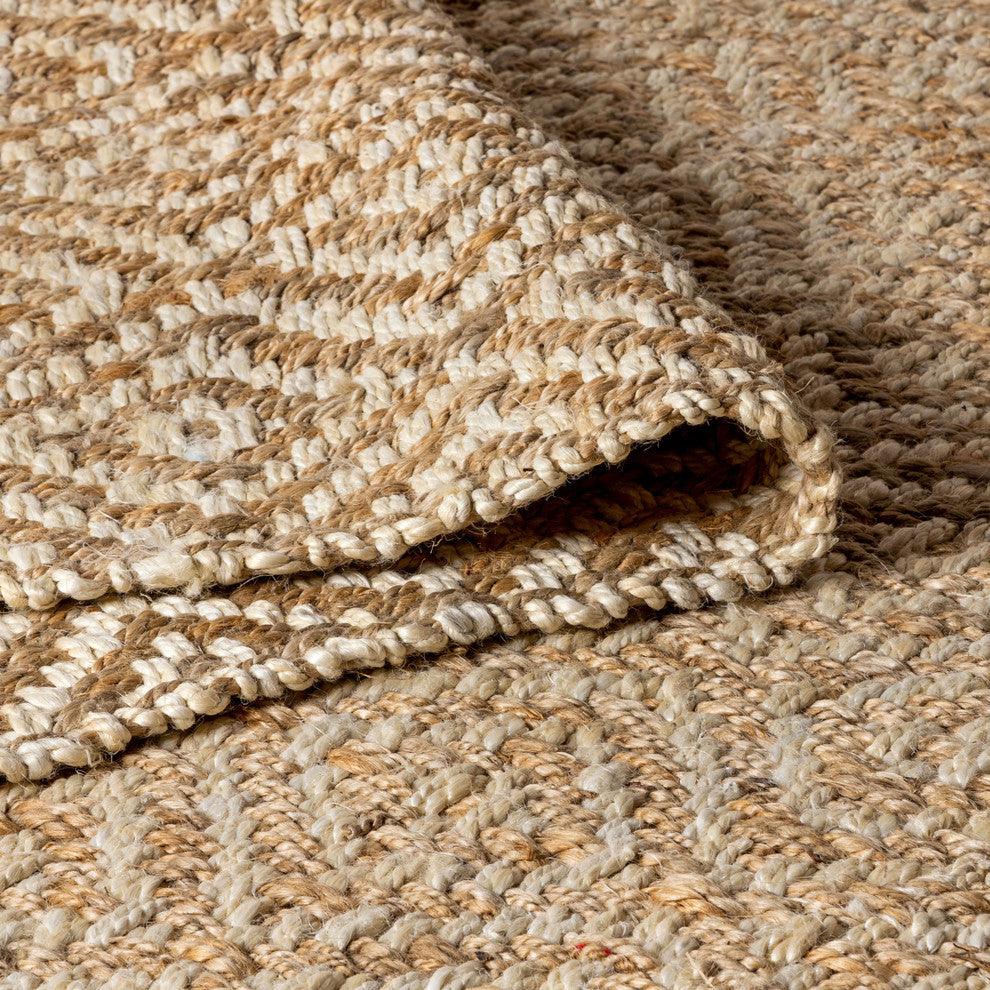 Hira Hand Woven Diamond Chunky Jute Natural  8' x 10' Area Rug