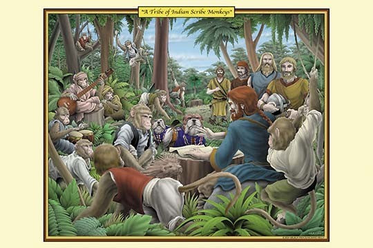 A Tribe of Indian Scribe Monkeys- Fine Art Giclee Print 24" x 36"