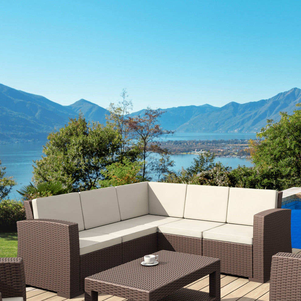 Compamia Monaco 5-Piece Patio Sectional Set, Brown