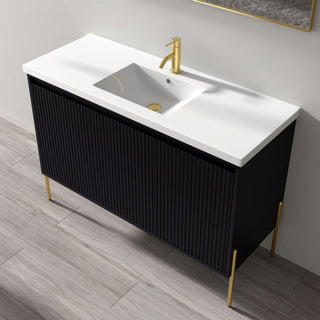 Flutie 48" Bathroom Vanity Set, Charcoal, Single Ceramic White Sink