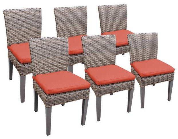 6 Florence Armless Dining Chairs Tangerine
