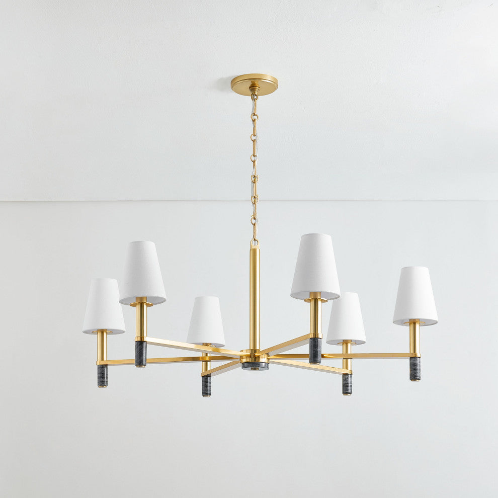 Montreal 40" Wide 6-Light Aged Brass Chandelier