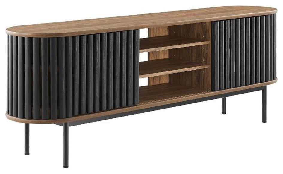 Modway Fortitude Wood TV Stand for TVs up to 78" in Walnut and Black
