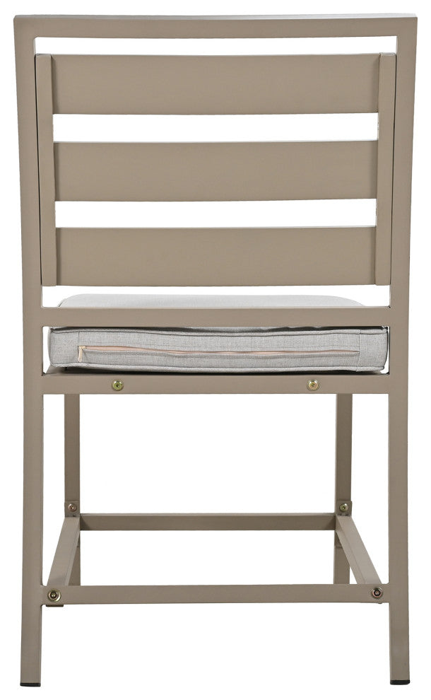 5-Piece Outdoor Steel Patio Dining Set with table and four chairs, Brown Gray