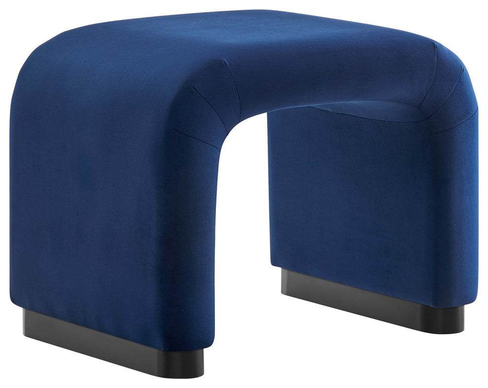 Koda Performance Velvet Waterfall Stool - Black Midnight Blue