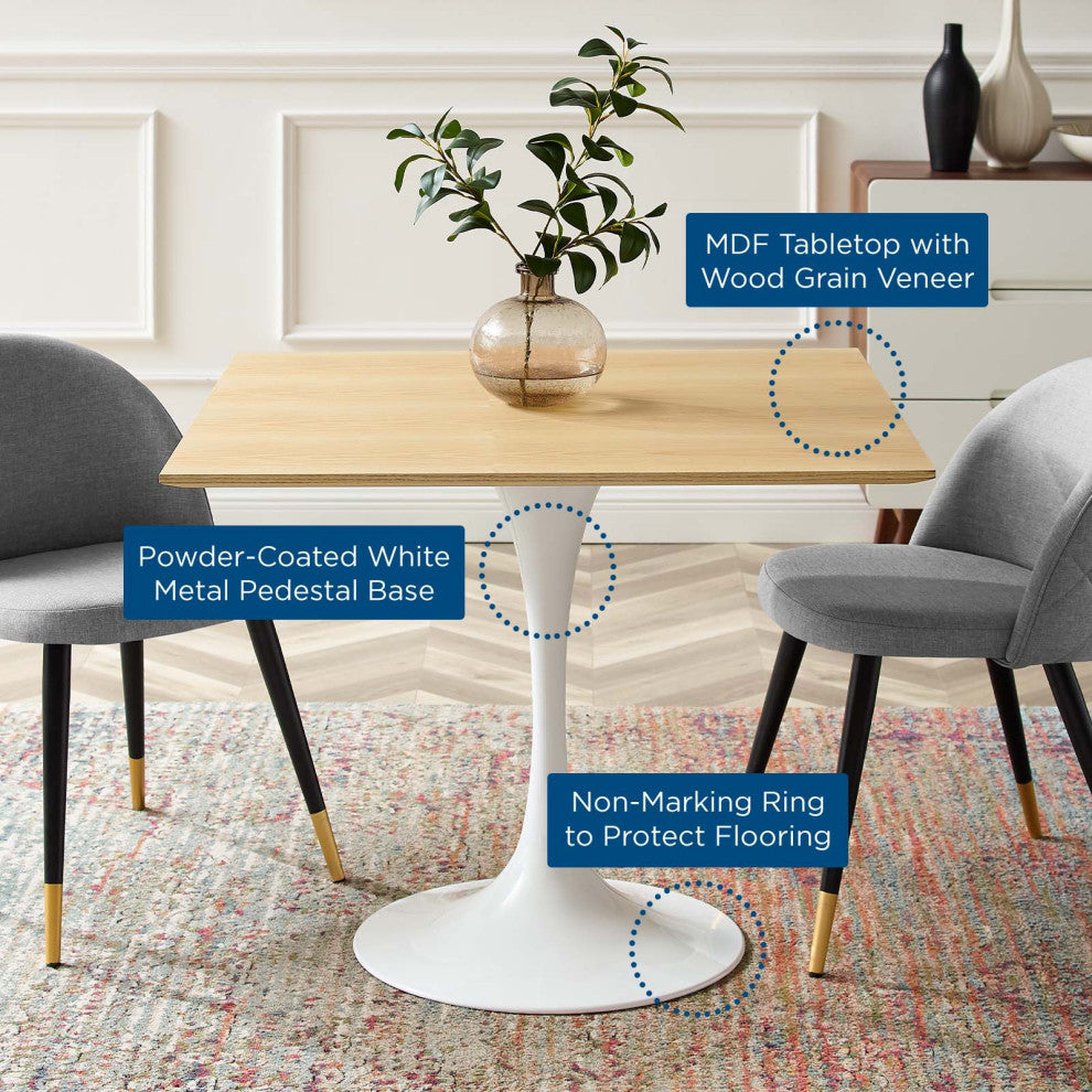 Lippa 36" Square Dining Table White Natural