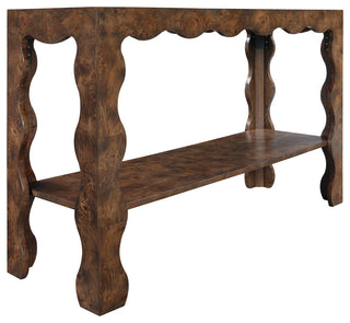 Vassa Burl Veneer Console Table, Brown