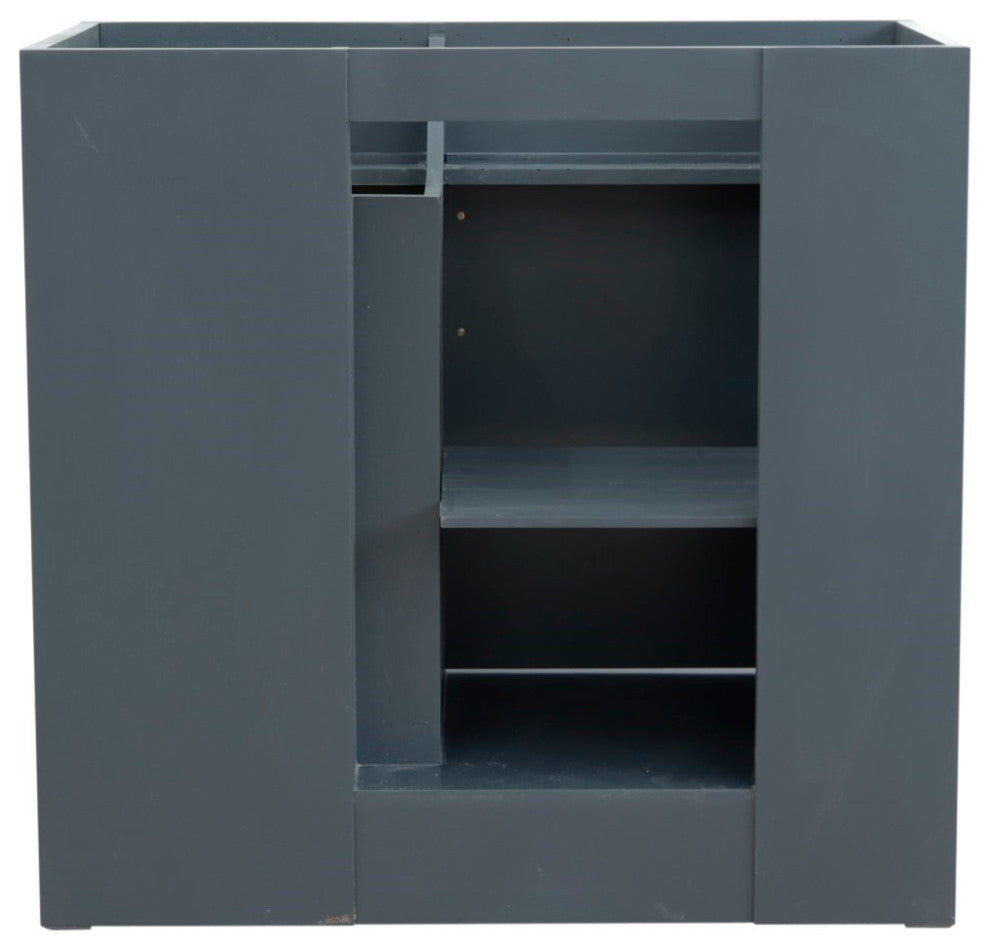 37" Single Sink Vanity, Dark Gray Finish With Black Galaxy Granite