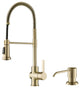 Britt Commercial Style 3-Function Pull-Down 1-Handle 1-Hole Kitchen Faucet, Spot Free Antique Champagne Bronze W/ Soap Dispenser