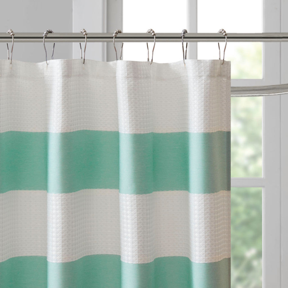 Madison Park Spa Waffle Shower Curtain With 3M Treatment, Aqua