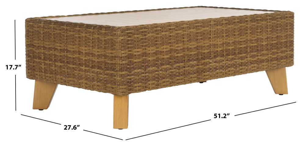 Safavieh Couture Indoor-Outdoor Margarita Wicker Coffee Table, Natural