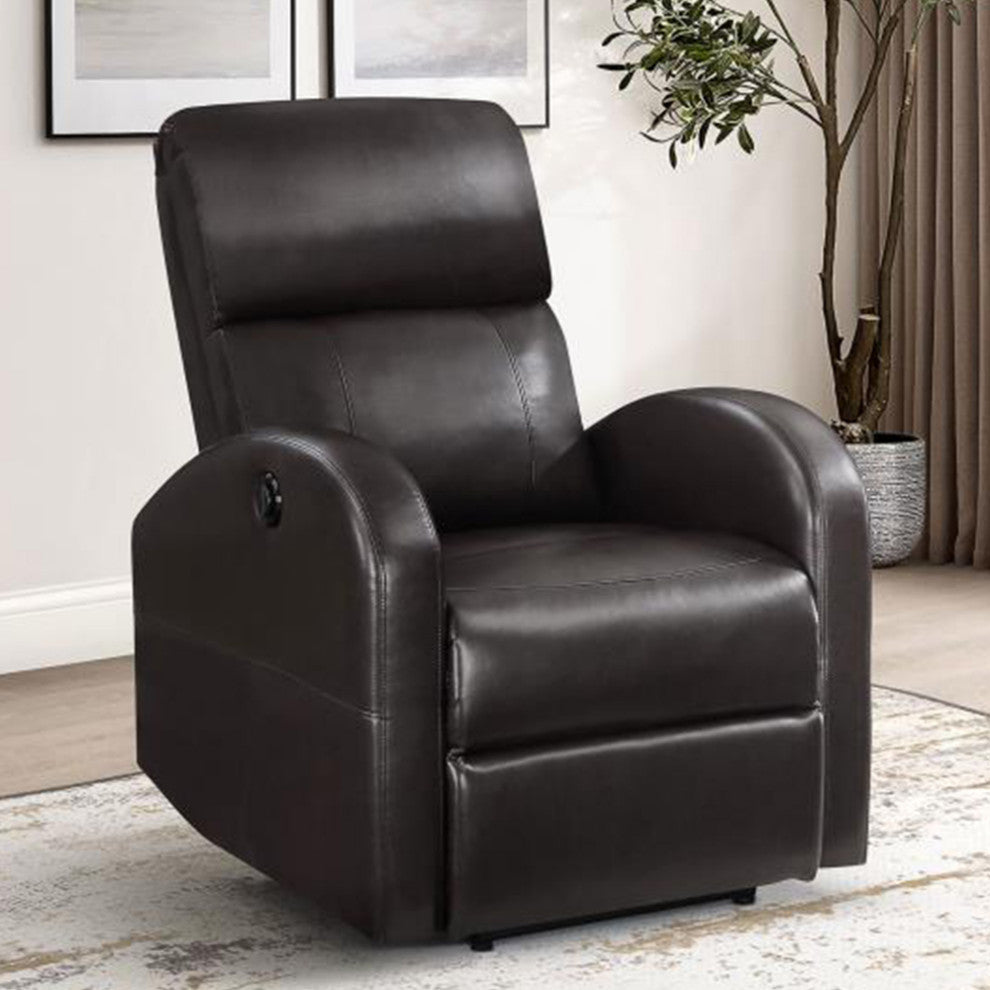 Faux Leather Upholstered Power Recliner Chair, Brown