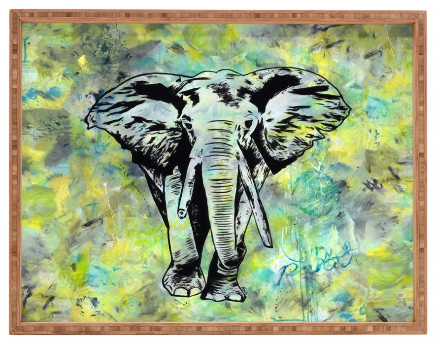 Amy Smith The Tough Elephant Rectangular Tray, 18"x14"