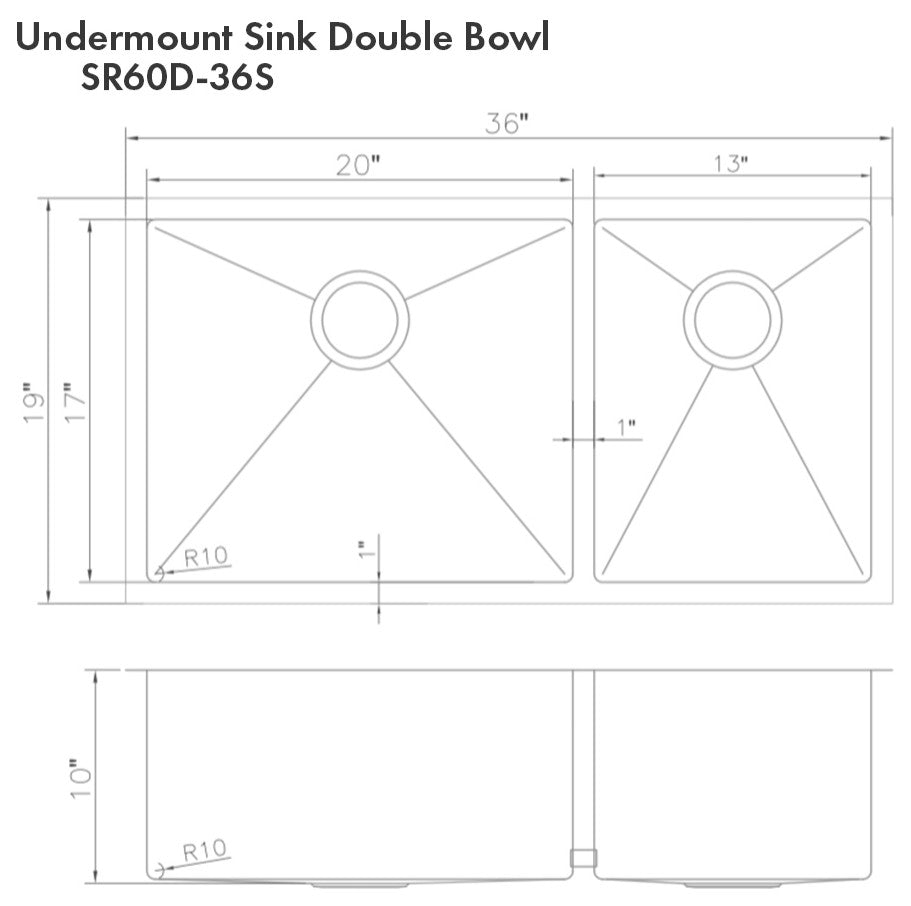 36" Chamonix Undermount Fingerprint Resistant Stainless Steel Kitchen Sink