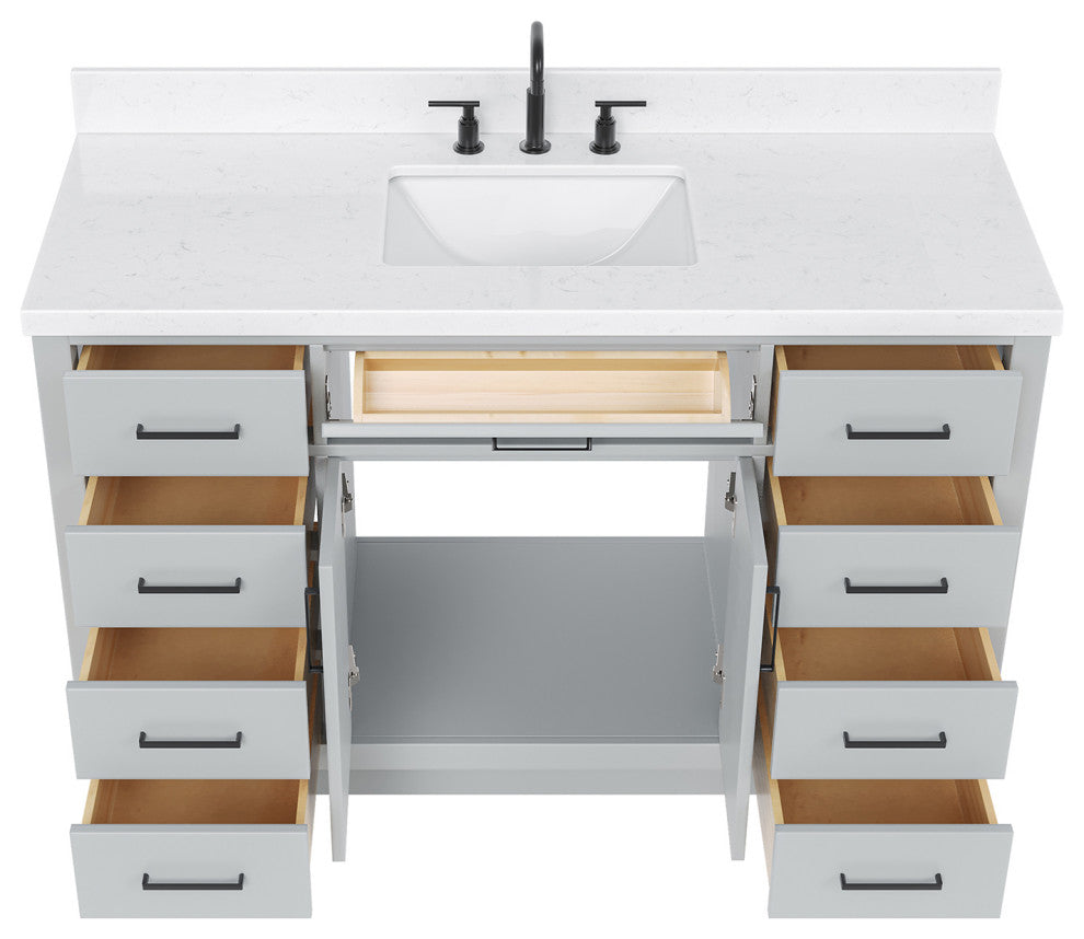 Ariel Hepburn 54" Single Rectangle Sink Vanity, Carrara Quartz