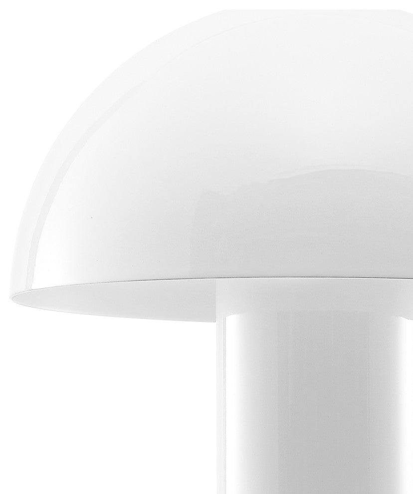 Boletus 10.75" Rechargeable/Cordless Iron Integrated Mushroom Table Lamp, White