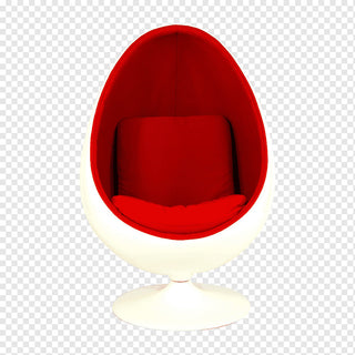 Oval Ball Chair-White Red