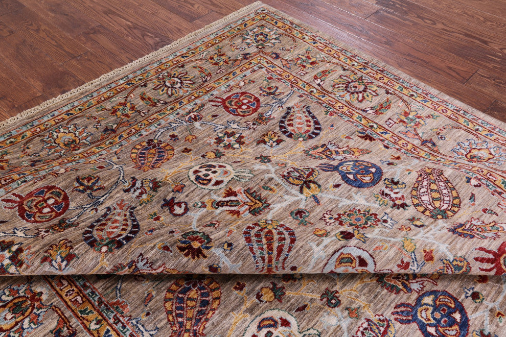 6' 10" X 9' 6" Persian Pomegranate Handmade Rug Q7559