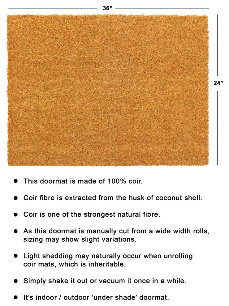 RugSmith Natural Machine Tufted Plain Doormat, 24" x 36"