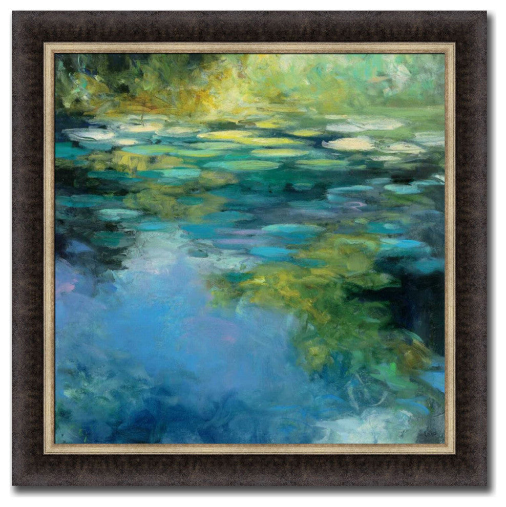 "Water Lilies III" By Julia Purinton, Framed Wall Art, Ready to Hang