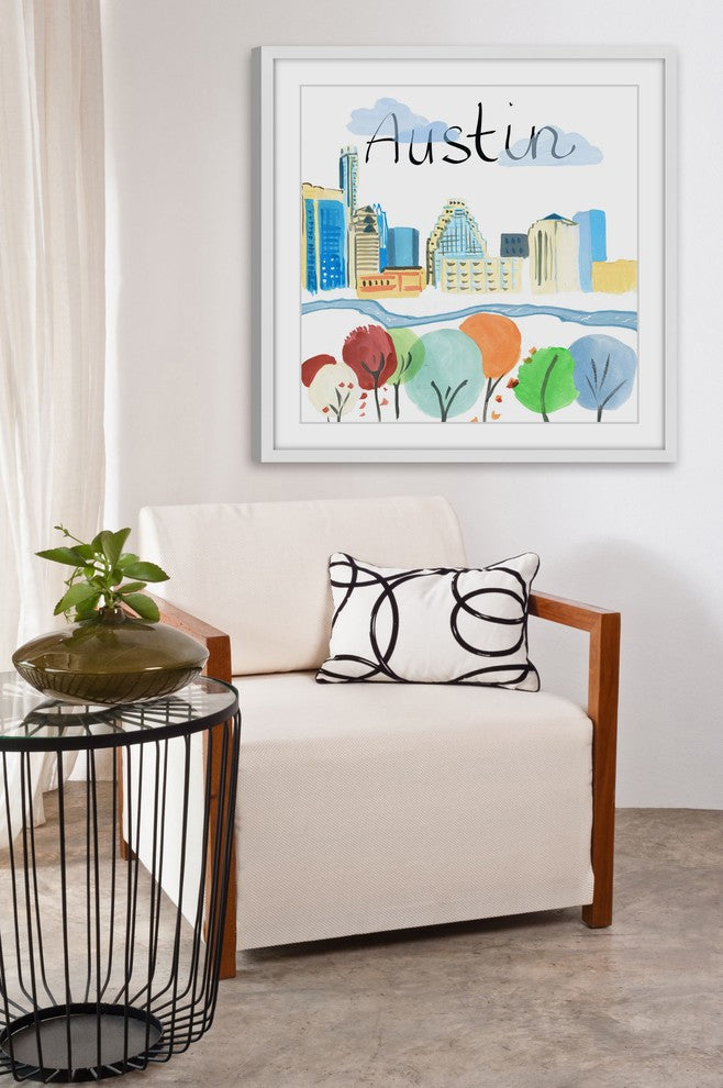"Colorful Austin" Framed Painting Print, 12x12