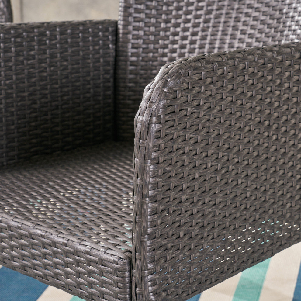 GDF Studio Daisy Outdoor Gray Wicker Dining Chair, Set of 2