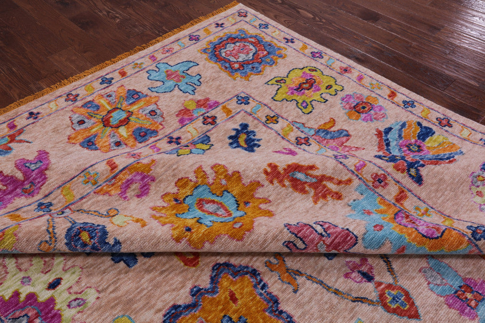 Turkish Oushak Handmade Wool Rug 9' 11" X 13' 10" - Q16095
