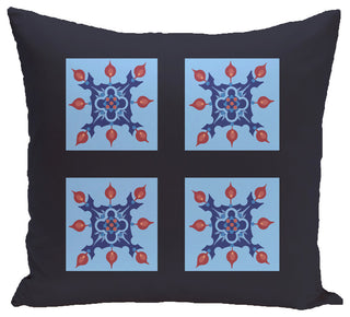 Four Square Geometric Print Outdoor Pillow, Sky, 20"x20"